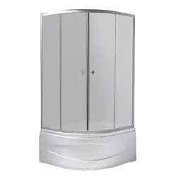 Душевая кабина угловая RJ Baron 90x90 раздвижная стекло Fabric 4 мм глубокий поддон хром матовый 90RZ014, хром матовый