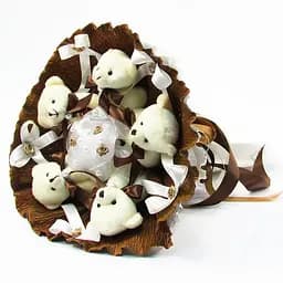 Букет из мягких игрушек 5 мишек 5287IT коричневый.