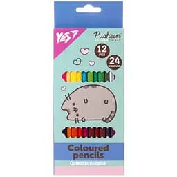 Олівці кольорові Yes Pusheen двосторонні 12 шт. 24 кольори (290764)
