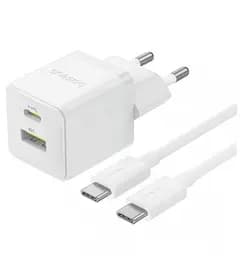 Быстрый зарядный кабель Baseus Palm Fast Charger C+U 30 W + Cable Type-C to Type-C P1011160A213-01 Белый