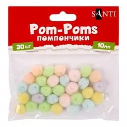 Декоративные помпоны для творчества Santi 955452 пастельные цвета, акрил, d-10 мм, 30 шт