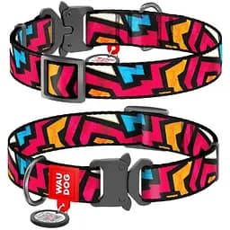 Нашийник для собак Waudog Nylon нейлоновий c QR паспортом, малюнок Графіті, металева пряжка-фастекс, XL, Ш 25 мм, Дов 35-58 см