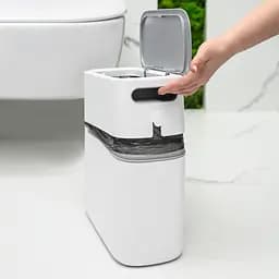 Відро для сміття МВМ My Home з кришкою вузьке 325x150x320 мм (BIN-22 12L WHITE/GRAY) - мініатюра 6