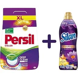 Набір: Пральний порошок Persil Color 4.05 кг + Ополіскувач для білизни Silan Aromatherapy Dreame Lotus 770 мл