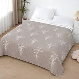 Стеганое покрывало 160x220 см с цветочным принтом, плед, домашний текстиль, для дома, серо-тауп с белым узором