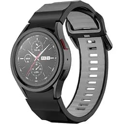 Ремінець для Samsung Galaxy Watch 6 40mm 6 44mm - чорно-сірий ширина кріплення 20мм силікон Watchbands Ribbed (W11-5WB51594077)