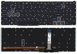 Клавіатура для ноутбука Acer Predator Helios 300 PH315-52 з підсвічуванням (White Light), Black, (No Frame)