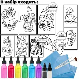 Дитячий набір для малювання піском 9 в 1 Alexes: картини з піску, кольоровий пісок, магніти - мініатюра 7