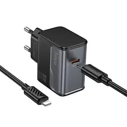 Сетевое зарядное устройство Hoco CS72A Type-C PD 30W midnight черный + кабель Type-C to Lightning