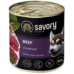 Влажный корм для взрослых собак всех пород Savory Dog Gourmand с говядиной 800 г