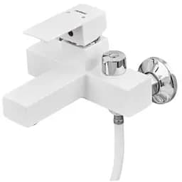 Смеситель для ванны Plamix Kubus-009 EURO SET White (со шлангом, лейкой и кронштейном) (PM0673)
