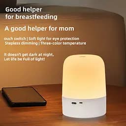 Led нічник лампа / Настільна USB лампа-нічник 360°/ Сенсорна / Акумуляторна / Декоративна / White - мініатюра 3