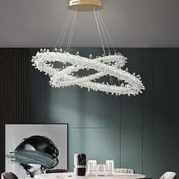 Невероятная хрустальная подвесная латунная люстра Ø 80+60 см | Ст. MD9105R-800+600 AB | Line F