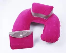 Подушка для подорожей надувна з підголовником Рожева, 3шт. (954-02-3p)