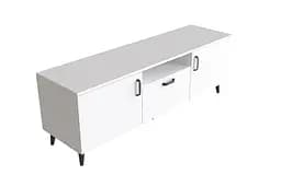 Тумба Лестер на конусних ніжках Ferrum-decor 48x139x38 Чорний метал ДСП Білий 16 мм (FRD-106807)