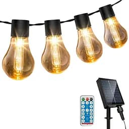 ULIGHTOWN Вулична ретрогірлянда на сонячній батареї лампочки для тераси 20 ламп