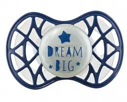 Силіконова симетрична пустушка Nuvita Air55 Cool Dream Big, світиться у темряві, 6-12 міс., темно-синій (NV7085GBM)