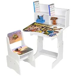 Дитяча парта Bambi N 2071-14-1 Jurassic World з таблицею множення та стільчиком біла
