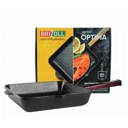 Сковорода-гриль Brizoll Optima-Bordo квадратна з ручкою 26х26х5 см (O262650G-P2) - мініатюра 3
