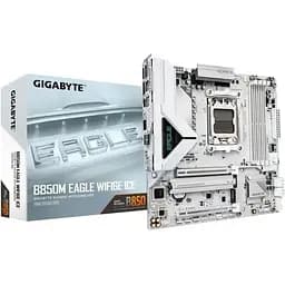 Материнская плата AM5 Gigabyte B850M EAGLE WIFI6E ICE, B850, 4xDDR5, Int.Video (CPU), 4xSATA3, 2xM.2, 1xPCI-E 5.0 x16, 1xPCI-E 3.0 x16, Realtek 7.1, Realtek 2.5GbE, WiFi 6E, Bluetooth 5.3, 7xUSB 3.2 / 8xUSB 2.0, HDMI/2xDP, MicroATX