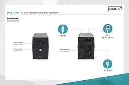 Джерело безперебійного живлення Assmann UPS LINE-INTERACTIVE 600VA 360W DN-170063 Black - мініатюра 4