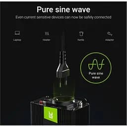 Перетворювач напруги інвертор Green Cell 12V на 230V 1000W/2000W чиста синусоїда - мініатюра 4