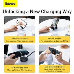 Зарядний пристрій Qi BASEUS Simple Magnetic Stand Wireless Charger 15W Max (CCJJ000001) чорний - мініатюра 6