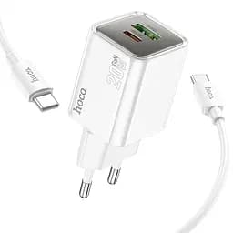 МЗП Hoco N46 Glorious PD20W+QC3.0 (1USB-A/1C) + Type-C to Type-C White - мініатюра 3