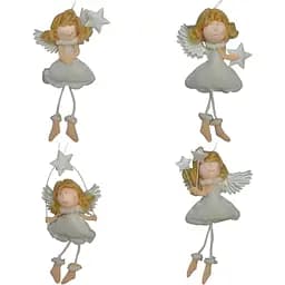 Новорічна ялинкова іграшка фігурка Янголятко в білій сукні 14 см 1 шт. в асортименті (220938-1)