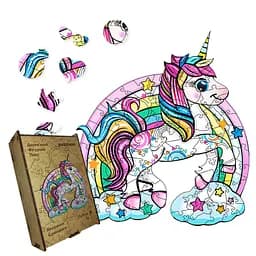 Пазл дерев'яний Хмаринки Єдинорога, А5, Дерев'яна коробка 35 елементів