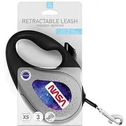 Повідець-рулетка для собак Waudog R-leash Nasa, світловідбиваючий, L, до 50 кг, 5 м, чорний - мініатюра 2