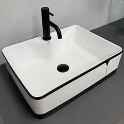 Умивальник VBI Forli black lined накладний VBI-011108, Білий - мініатюра 2