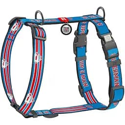 Шлейка для собак Waudog Nylon анатомическая H-образная с QR-паспортом, светоотражающая, рисунок "Супермен Ретро", пластиковый фастекс