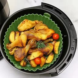 Кругла силіконова форма для аерогрилю, духовки та мультипечі 22х22 см, Kitchen Master Зелений 87961 - мініатюра 3