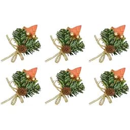 Гілочка новорічна Devilon хвойна з шишками на прищіпках 6 шт. 6х8 см (470532)