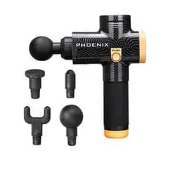 Масажний ударний пістолет тригерних точок Phoenix A2 (4 насадки) кнопковий Чорний