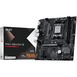 Материнська плата MSI PRO AM5 B840M-B, B840, 2xDDR5, Int.Video (CPU), 4xSATA3, 2xM.2, 1xPCI-E 4.0 x16, 2xPCI-E 3.0 x1, ALC897, Realtek 8125D 2.5Gb, 7xUSB 3.2 / 6xUSB 2.0, VGA/HDMI, MicroATX - мініатюра 2
