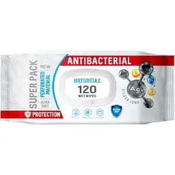 Вологі серветки Naturelle з Д-пантенолом, іонами срібла та Вітаміном Е, 120 шт.