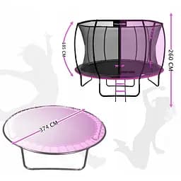 Батут із внутрішньою сіткою THUNDER Inside Ultra 12FT 374 см Black/Pink - мініатюра 2