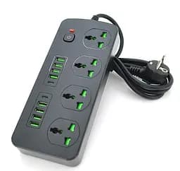 Сетевой фильтр-удлинитель Voltronic ТВТ91 4 розетки + 8 USB + 2 PD, 2 м, 3х0,75мм, 3000W, Black
