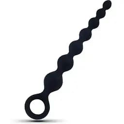 Чорний силіконовий анальний ланцюжок з кільцем
