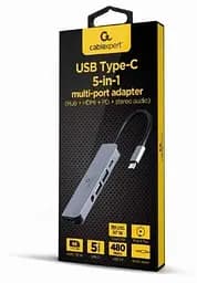 Хаб USB 5-in-1 Grey Type-C 3.1 - 1xType-C (87 Вт) / 1xUSB 3.1 / 1xUSB 2.0 / HDMI 4K Cablexpert teh0019580 - мініатюра 2