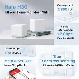 Система WiFi-Mesh Halo H30 AC1200, 2xFE LAN/WAN, 2мод Mercusys teh0017282 - мініатюра 9