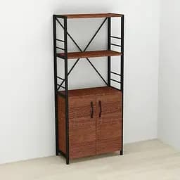 Етажерка 3/60 Ferrum-decor Серії Конект з тумбою 144x60x28 Чорний ДСП Венге (FRD-105534)