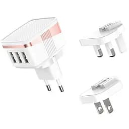 Мережевий зарядний пристрій 3USB Hoco C83 Detachable pin 2.4A White