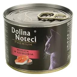 Вологий корм для котів Dolina Noteci Premium cat м'ясні шматочки в соусі з лососем 185 г