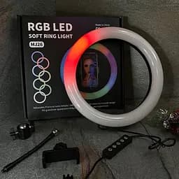 Селфі-лампа LED кільцева 26 см Voltronic MJ26 RGB + штатив - мініатюра 6