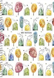 Зошит для записів Student А5, у клітинку, спіраль, 80 арк., Колаж різнокольорових Дерева (A5-SC-080-6092K)