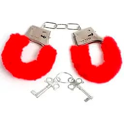 BDSM-наручники Хутряні кордони ніжні з ключем One Size червоні