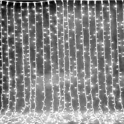 Гірлянда штора завіса Водоспад 3х3 м 280 LED велика лампа 3D (білий шнур, з перехідником) Білий - мініатюра 4